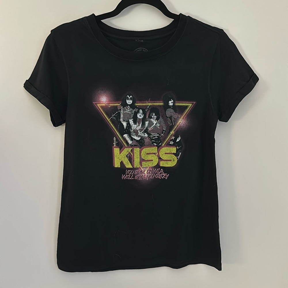 Kiss Band Tee w/ Cuffed Sleeves -Vintage Inspired, Retro Obsessed Band T Shirt